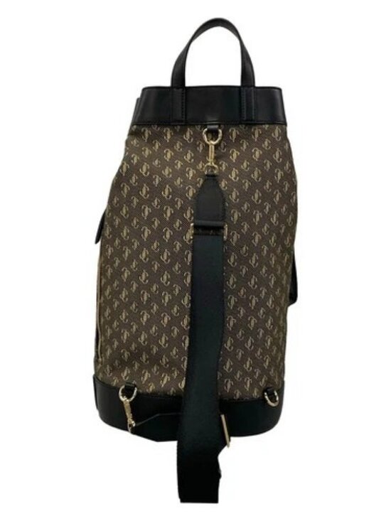 JIMMY CHOO Evan. Black Beige Jacquard Leather Backpack main image 4